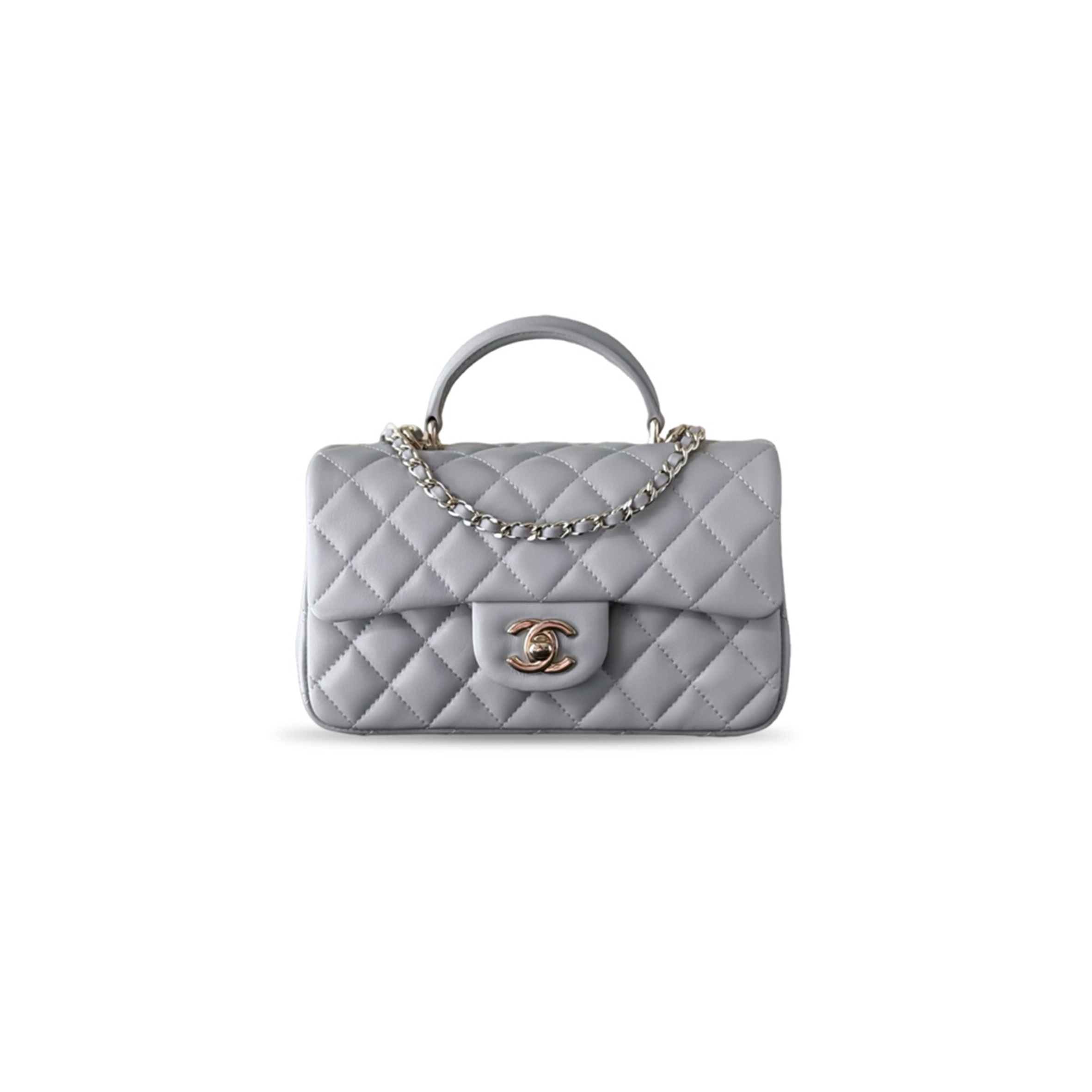 CHANEL LAMBSKIN QUILTED MINI TOP HANDLE RECTANGULAR FLAP AS2431 (20*12*6cm)